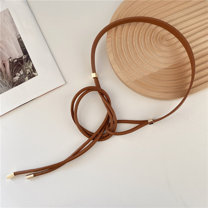 Thin belt Women's knotted decoration all-match Western Assembly dress tight waist fashion ins trendy summer Small Belt