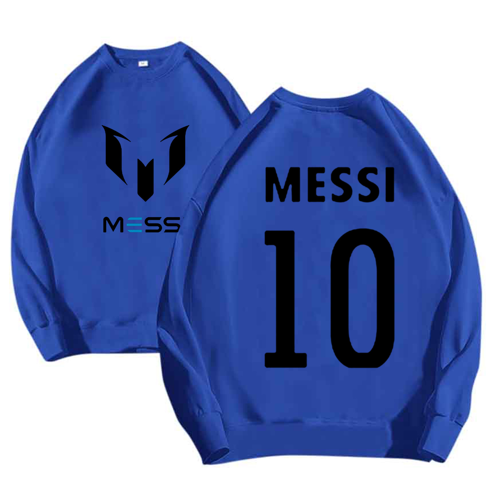 Autumn and winter american fashion men's and women's same style football star printed round neck loose fleece-lined sweater wholesale