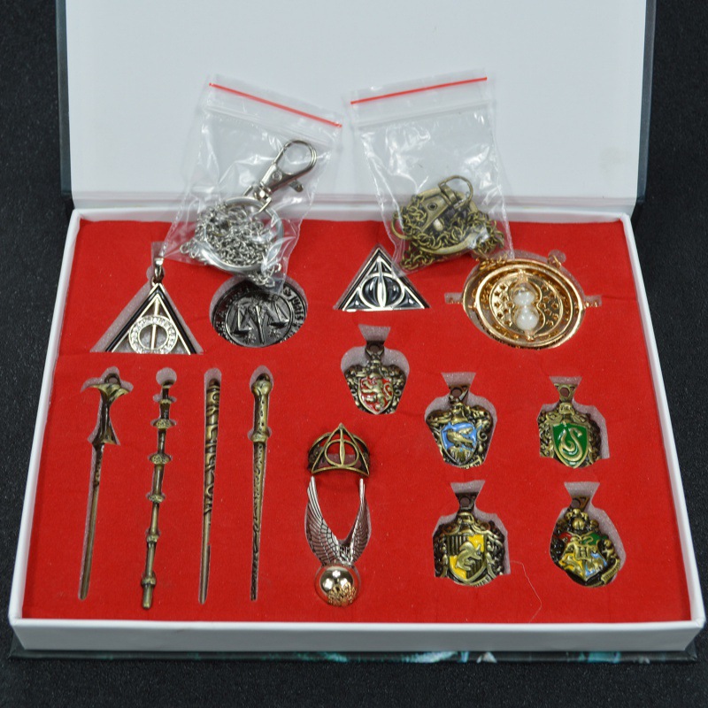 Harry Potter Magic Set Box Full Set Magic Wand Pendant Ring Set Peripheral Animation Christmas Halloween Handset