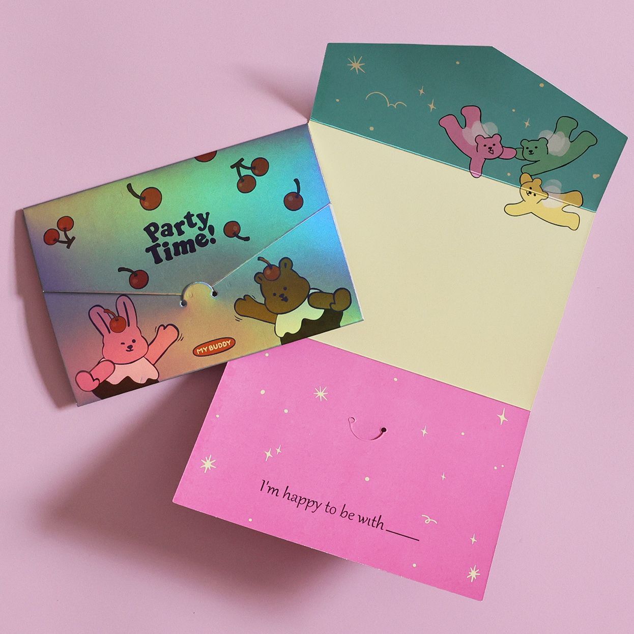 South Korea dailylike same bear dog holiday creative folding envelope greeting card laser birthday greeting card