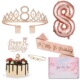 8 Rose Gold Crown Shoulder Strap Gift Box Pin Cake Decoration