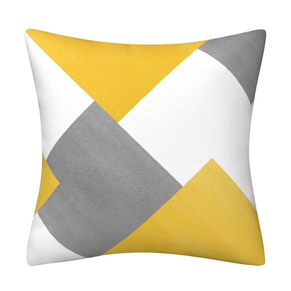 Cross-border Hot Sale Nordic Geometric Yellow Pillow Case Digital Printing Decorative Pillow Sofa Cushion Cover Pillow Wholesale