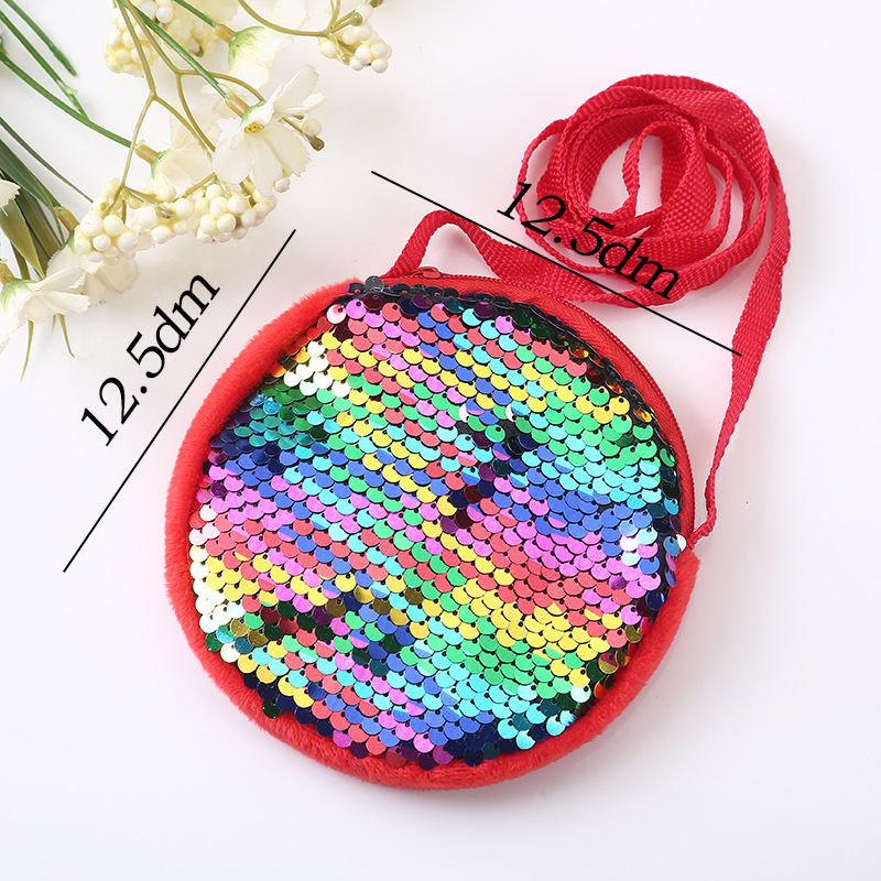 Korean Style Children's Bag Girls' Crossbody Bag Fashion Princess Girl Baby Cute Plush Sequin Shoulder Backpack
