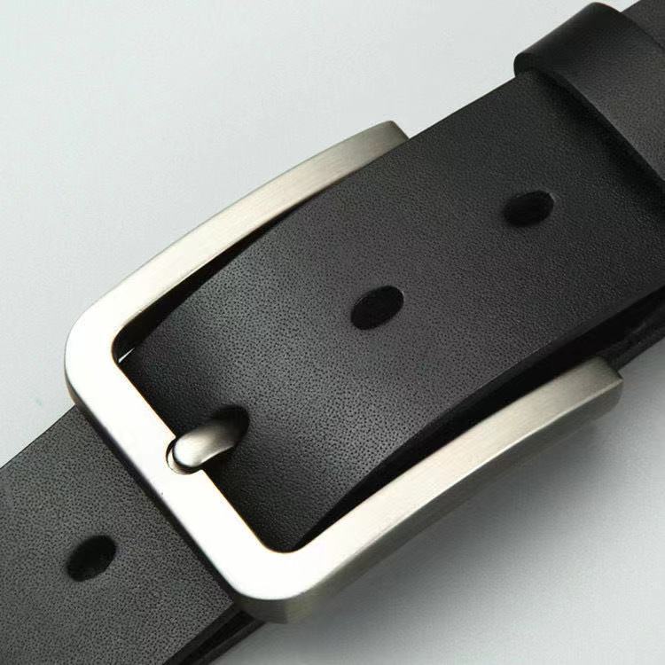 Men's Genuine Leather Belt Pin Buckle Retro Jeans Belt Men's Two-Layer Cowhide Whole-Cut Middle-Aged and Aged Leather Belt Men
