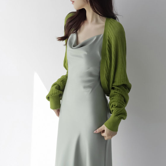 MZOMXO mulberry silk knitted cardigan for women 2024 Summer new batwing sleeve design sunscreen shawl for women