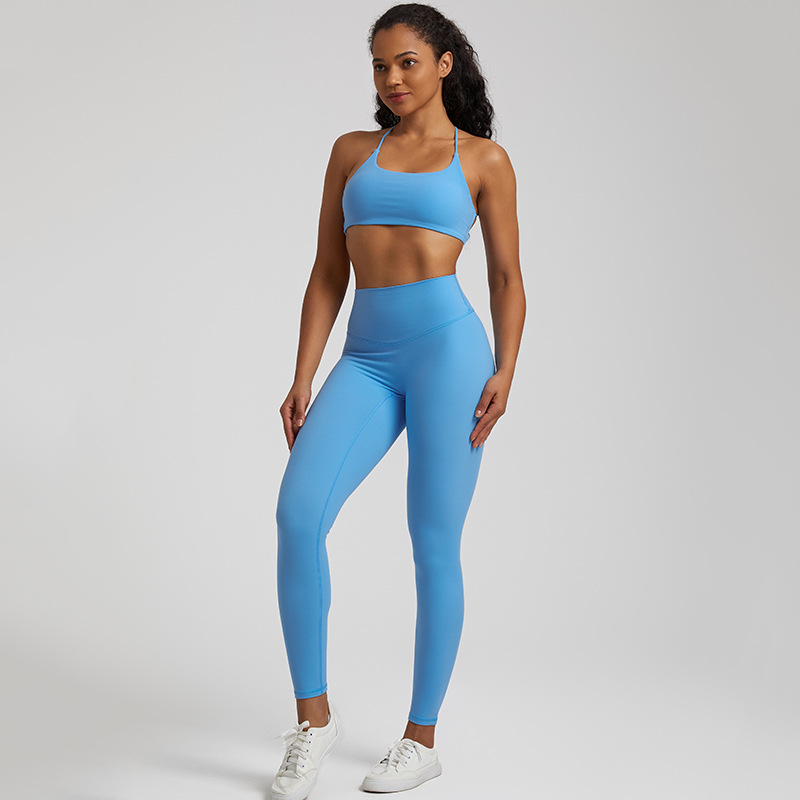 European and American ins Naked Sense High Elastic Running Fitness Yoga Suit Women's Sports Sexy Beautiful Back Bra Yoga Suit