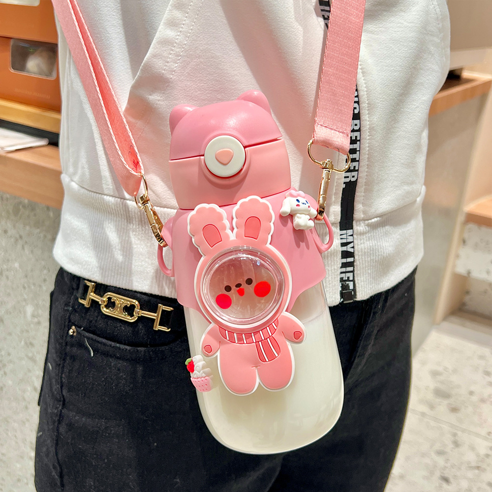 Children's Water Cup Boys Cute Summer Internet Red Cup Drop-resistant Suction Tube Cup Girls School Kindergarten Baby Water Bottle