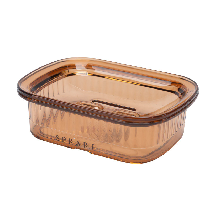 Light luxury plastic soap box bathroom soap holder portable laundry soap double-layer draining soap box bathroom soap box