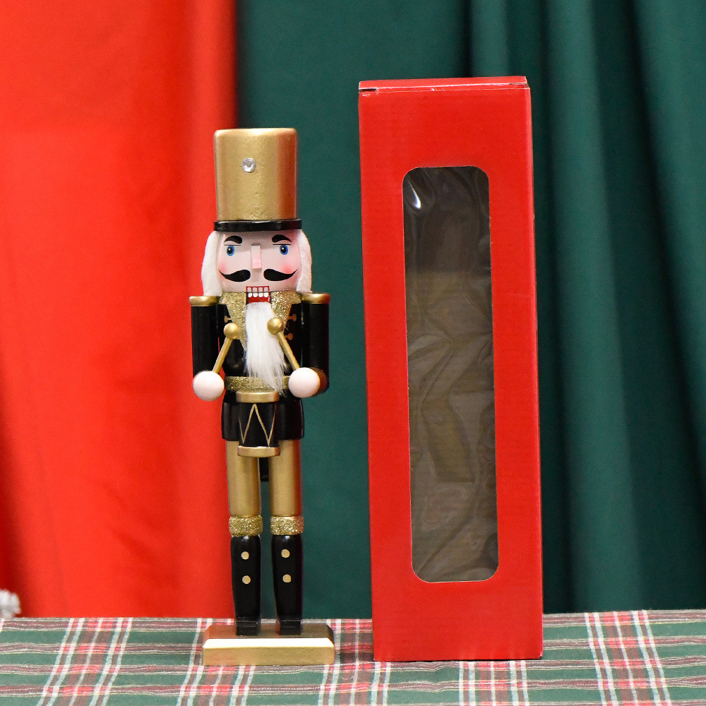 23 new 30cm black gold hair Nutcracker King wooden crafts Lotus cartoon Christmas decoration