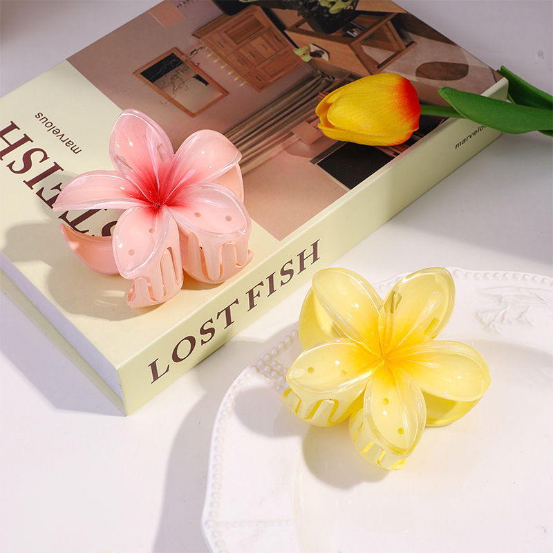 Creative Gradient Egg Flower Grab Clip Back Head Half Tie Hairpin Beach Seaside Sweet Shark Clip Headwear