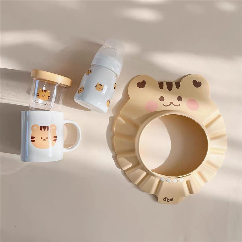 ins Korean baby shower cap shower cap shampoo artifact children bear waterproof ear protection cap adjustable