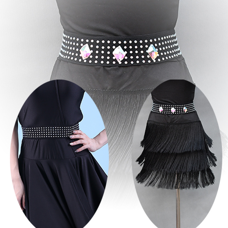 New AB Colorful Diamond Latin Dance Clothing Accessories Belt Women's Elastic Professional Performance Decoration High-end Adult Hot Diamond Waist Cover