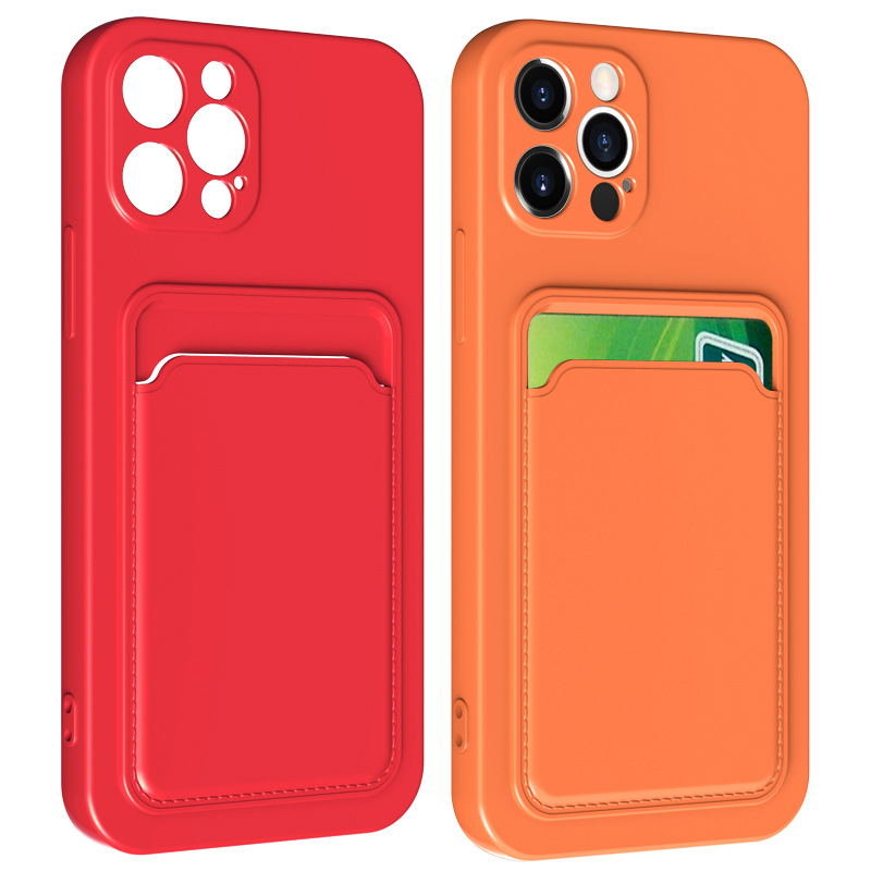 New applicable to iphone14 fine hole integrated card holder phone case Apple 12 tpu frosted oil injection 13 soft case