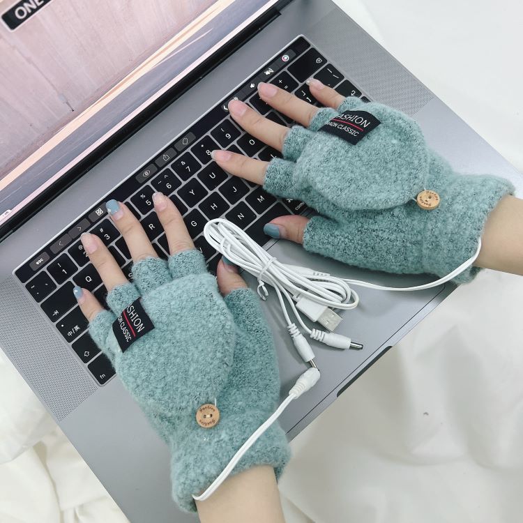 Gants chauffants électriques USB demi-doigts chauffage électrique extérieur intérieur 2 hommes hiver chaud source d'approvisionnement transfrontalière_voghion.com