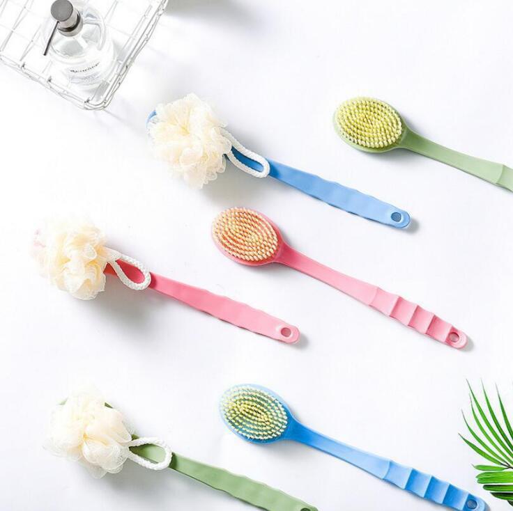 Double-sided bath ball 2-in -1 long handle bath brush bath brush soft hair massage bath brush scrubbing brush
