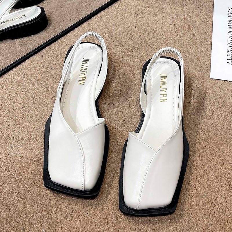 Cross-border plus size 2023 New Style Baotou Leg Square Heeled Sandals Women's Comfortable Flat Fashionable Square Head Ma Lizhen Sandals