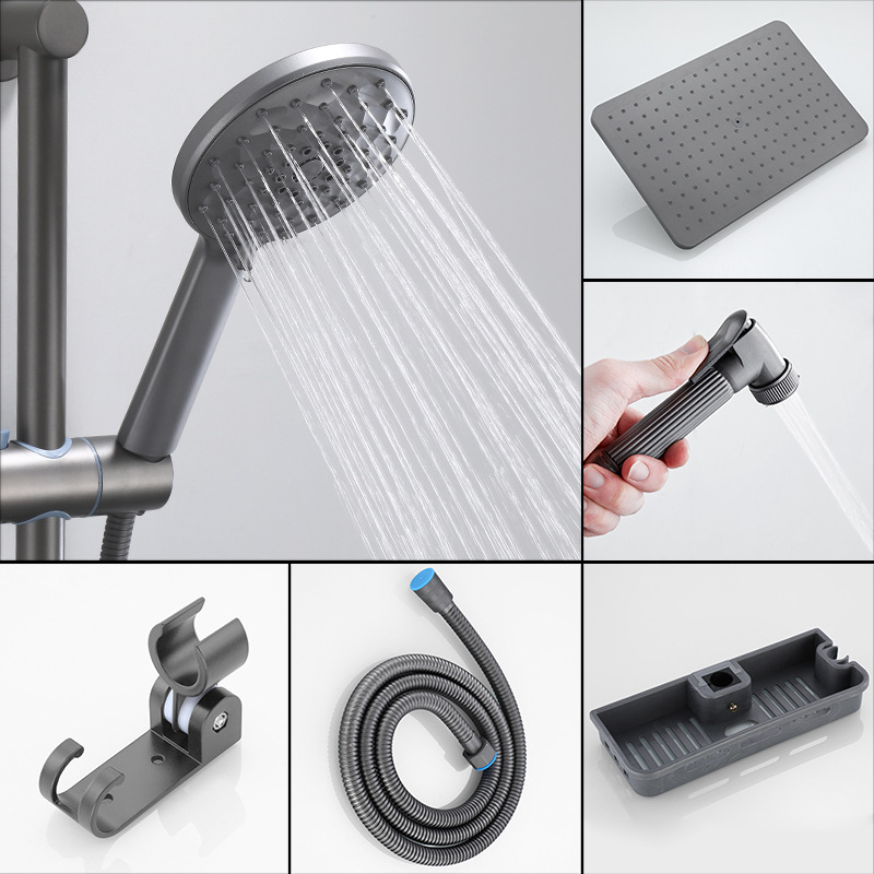 Gray Shower Head Set Household Pressurized Shower Rain Pressurized Handheld Single Shower Head Hose Bathroom Accessories