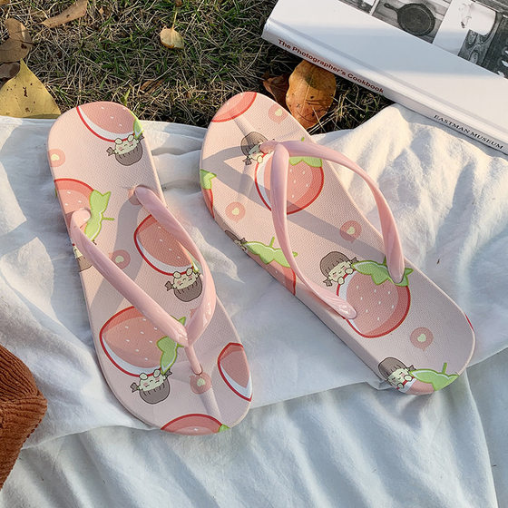 Flip-flops Women's Summer Casual Outerwear Simple Fruit Cartoon Lightweight Soft Bottom Flip-flops Beach Sandals