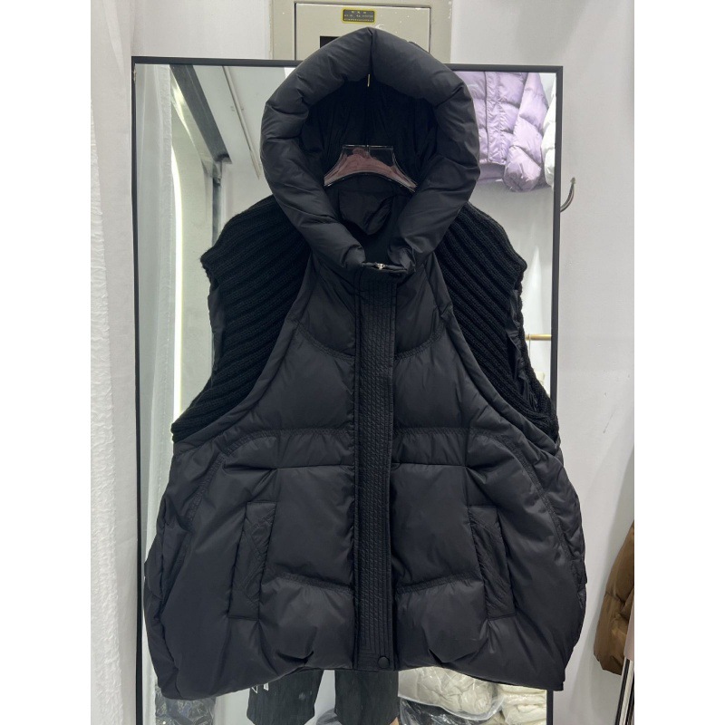 Cross-border autumn and winter New down jacket women's vest short hooded thickened knitted wool white duck down vest coat fashion