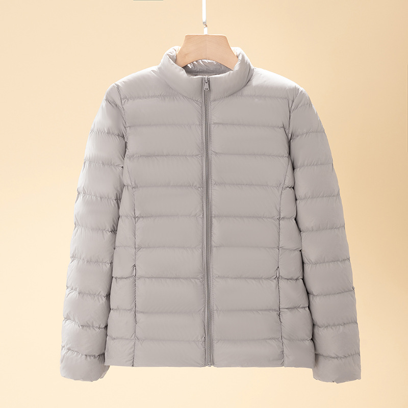 Light Down Jacket Women's Short 2024 Fall/Winter Korean Style New Vertical Collar plus size Light White Duck Down Jacket Anti-Season Trendy
