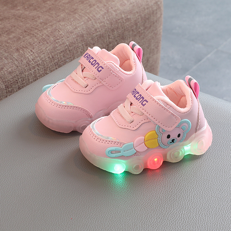 Waterproof Lights Shoes 0-1-3 Years Old Children Leather Toddler Shoes Men's and Women's Baby Shoes Non-slip Sneakers