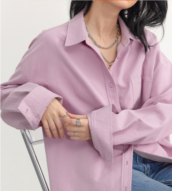 CHICVEN2023 Spring New Casual Loose Pink Shirt Top Women's Cold High-grade Long-sleeved Shirt