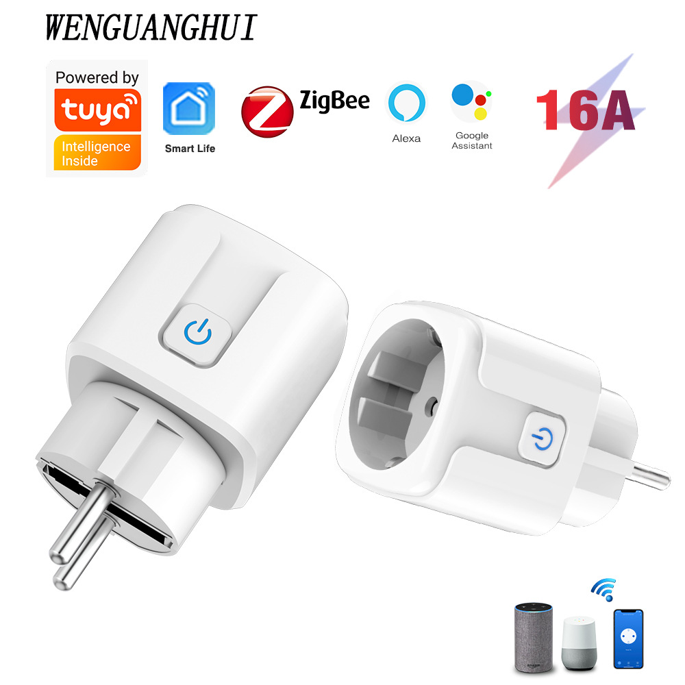 Graffiti Smart Socket zigbee European gauge plug connection graffiti gateway voice control with relay 16A metering