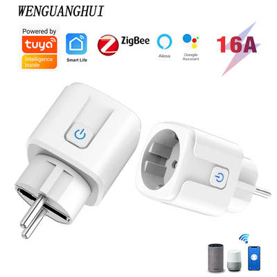 Graffiti Smart Socket zigbee European gauge plug connection graffiti gateway voice control with relay 16A metering