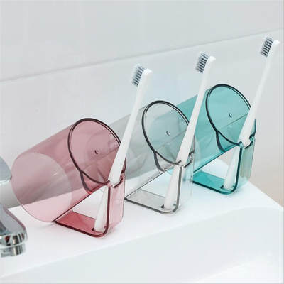 Transparent Invertable Toothbrush Cup Gargle Cup Simple Couple Home Inverted Toothbrush Cup with Handle