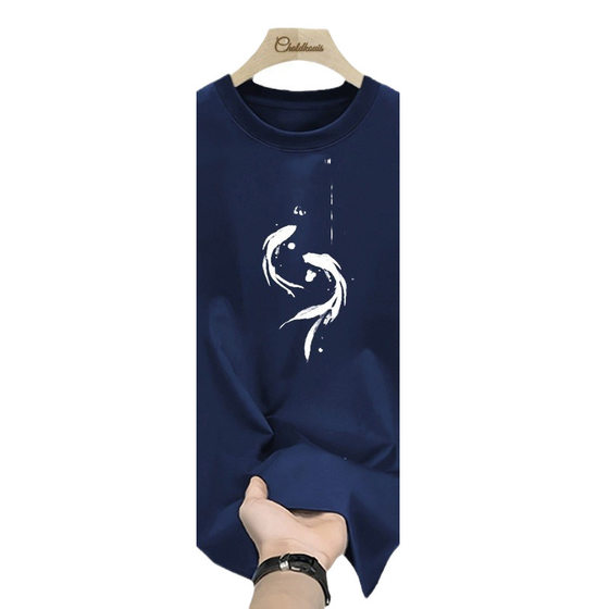 Trendy Brand T-shirt Men's New Short-sleeved Summer Clothes Top Cotton Loose White T-shirt Half-sleeved Base Shirt
