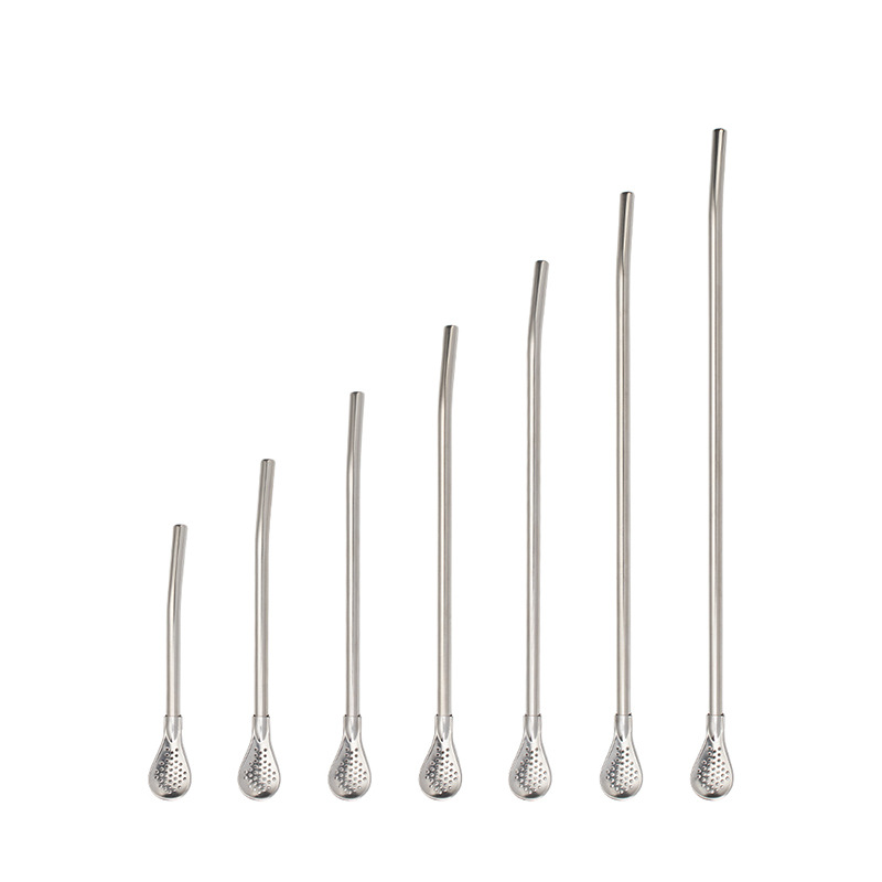 Cross-border Amazon car cup straw spoon stainless steel filter straw spoon dual-purpose mixed wine juice scented tea stirring