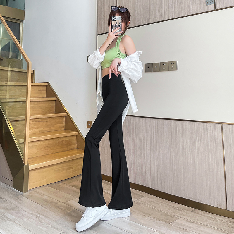 Zhao Rusi's Same-style High-waisted Shark Pants Women's Outer Wear Thin Bottoming Yoga Slim-fit Slimming Wide-leg Flared Pants