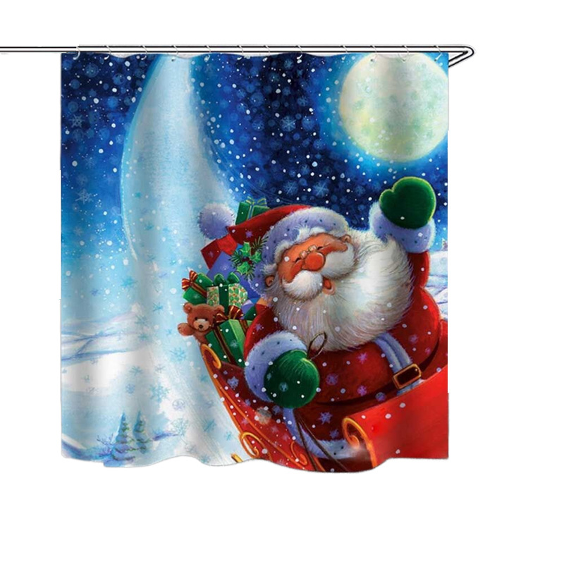 Direct supply cross-border hot Christmas 3D digital printing shower curtain partition curtain polyester waterproof mildew proof shower curtain a generation of hair