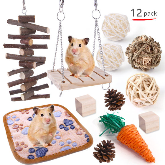 Summary Cross-border Hamster Toy suit Pet Rabbit Dutch Pig Parrot Play Molar Wooden Supplies Combination