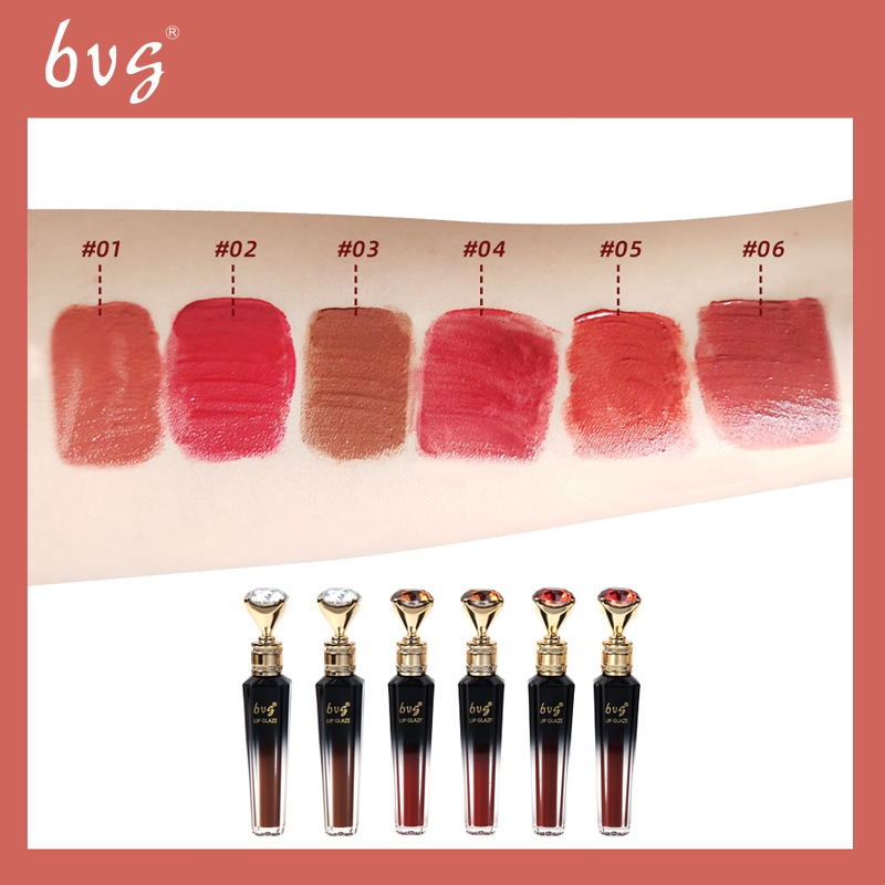 Cross-border makeup bvg Diamond lip glaze set wholesale explosions lipstick non-stick cup non-fading velvet fog lip gloss