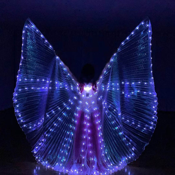 Factory Direct New White led luminous wings dance props Golden Wings transparent wholesale Oriental dance Egypt