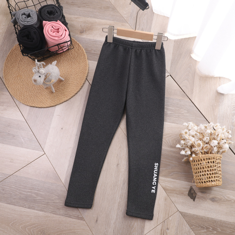 Children's leggings fleece-lined thickened women's casual autumn and winter children's clothing 2023 new fashionable outerwear girls' warm pants