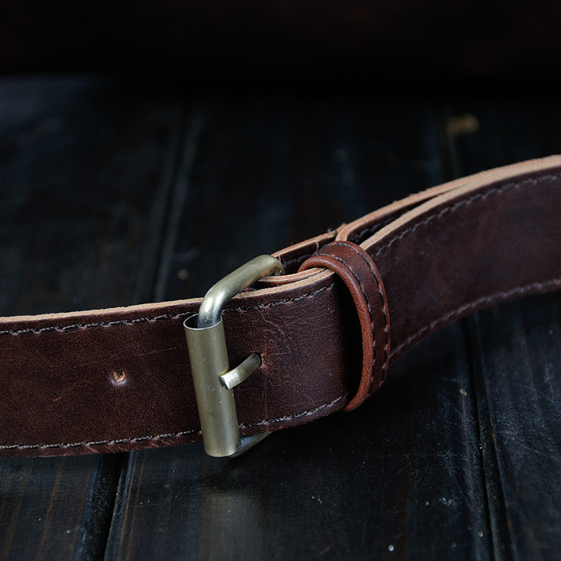 New waist bag men's casual crossbody chest bag Crazy Horse Leather large capacity cashier phone bag casual retro men's bag