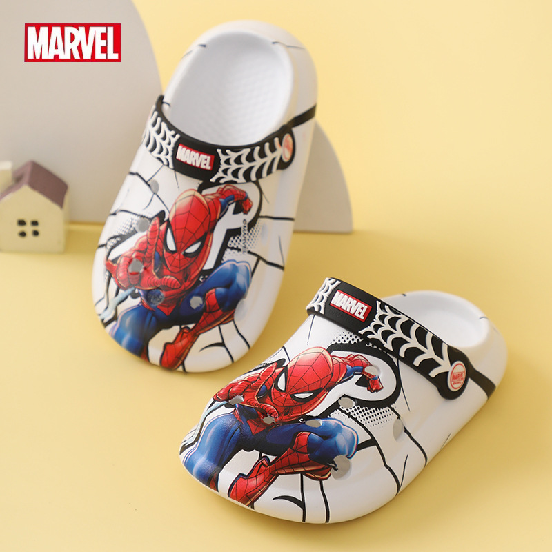 2023 New Arrival Disney Boys Slippers Summer Marvel Spider-Man EVA Soft Cartoon Kids Hole Shoes