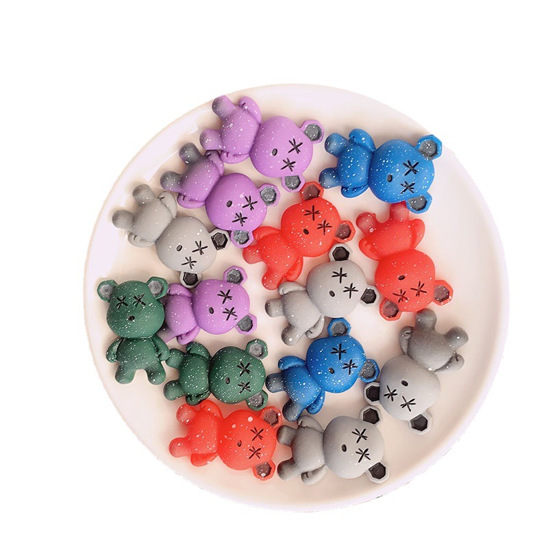 Cartoon Starry Sky gradient violent bear diy resin accessories resin accessories cream glue phone case refrigerator sticker DIY