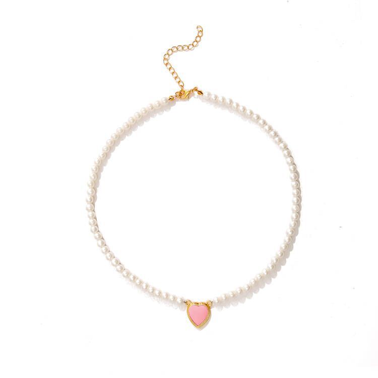 new simple clavicle chain women's high-end luxury Baroque Pearl love pendant necklace_voghion.com