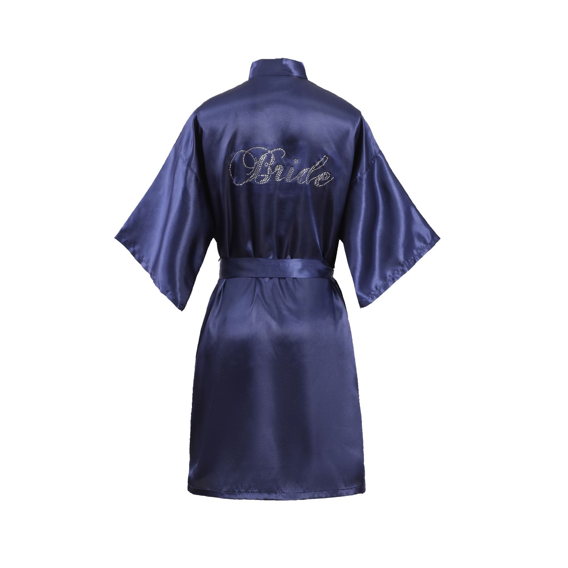 Hot Drilling Bride Bride Sade Thin Morning Gown Silk Cardigan Nightgown Wedding Makeup Girlfriend Bathrobe for Women