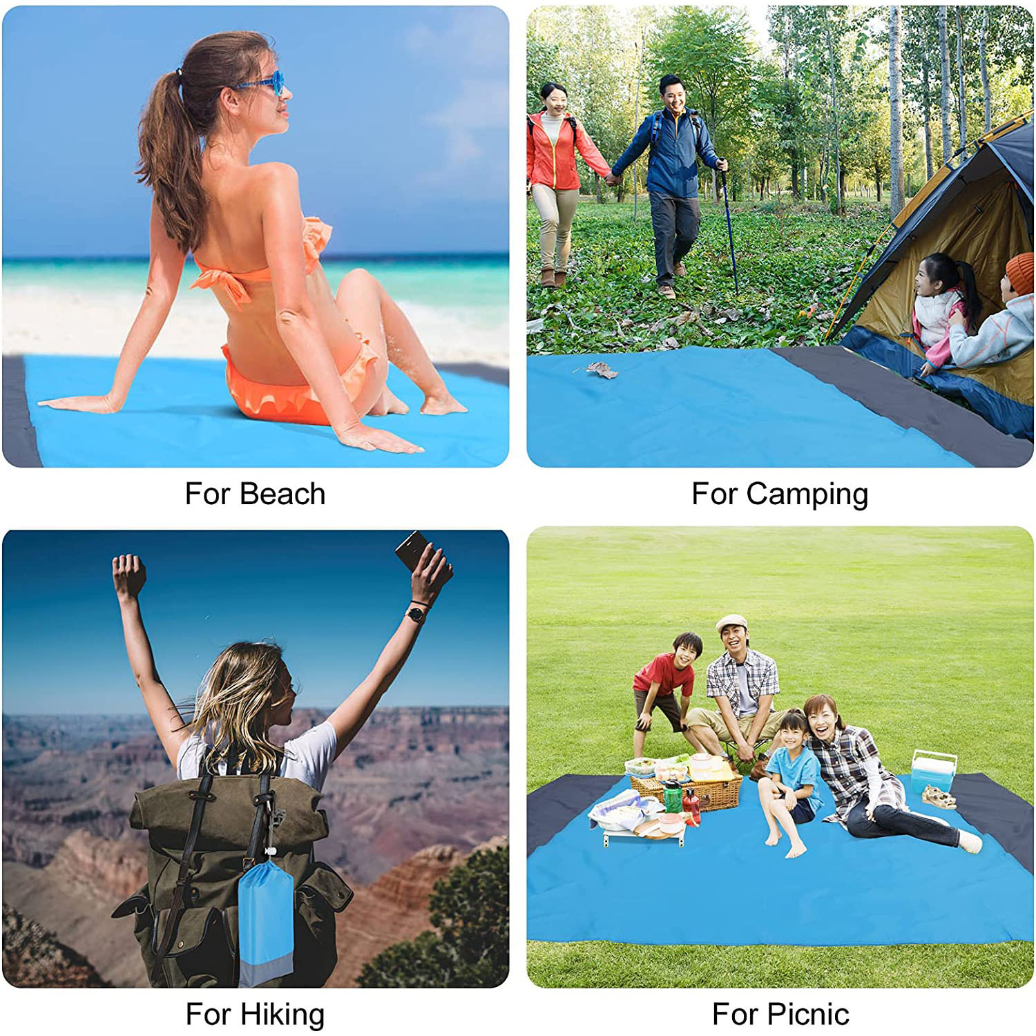 Explosive spot pocket waterproof beach mat Amazon outdoor camping picnic mat plaid polyester picnic blanket