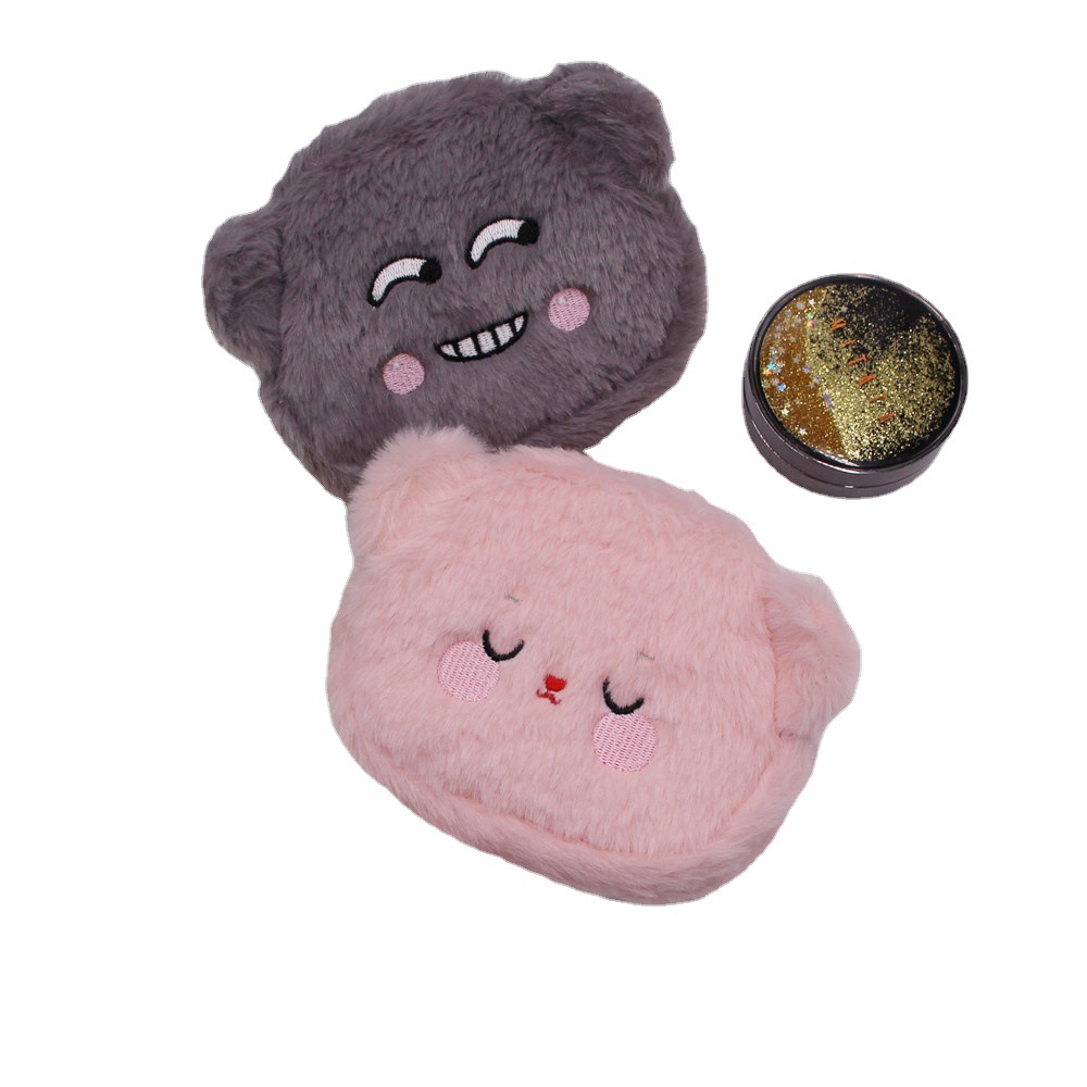 Cartoon plush bear coin purse sundries storage bag earphone bag lipstick bag embroidered small bag animal card holder