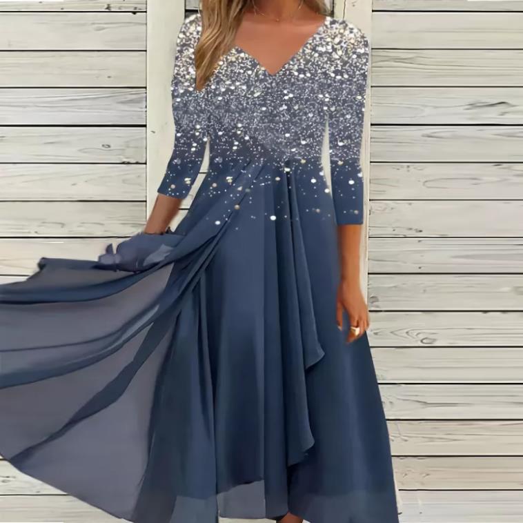 2022 Cross-border European and American Spring and Autumn New Women's Long-sleeved Urban Casual Fashion Chiffon Stitching Women's Dress