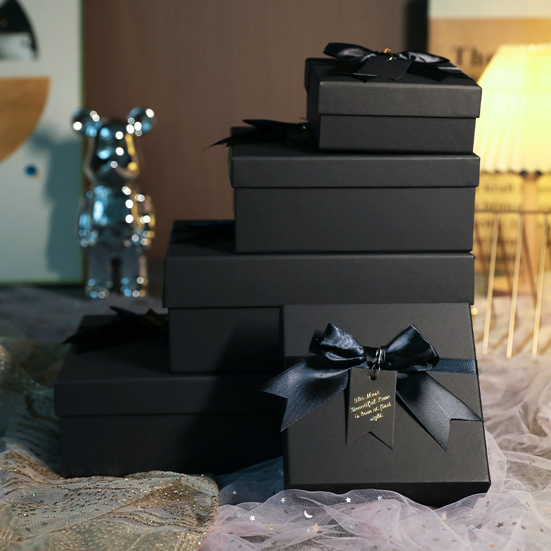 In stock black bow gift box Father's Day packaging box Valentine's Day gift box birthday gift box factory direct sales