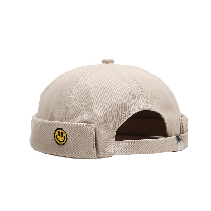 2025 New Small Smiley Embroidered Melon Hat Trendy Street Cotton Floor Hat Outdoor Casual Internet Red Hat for Men and Women