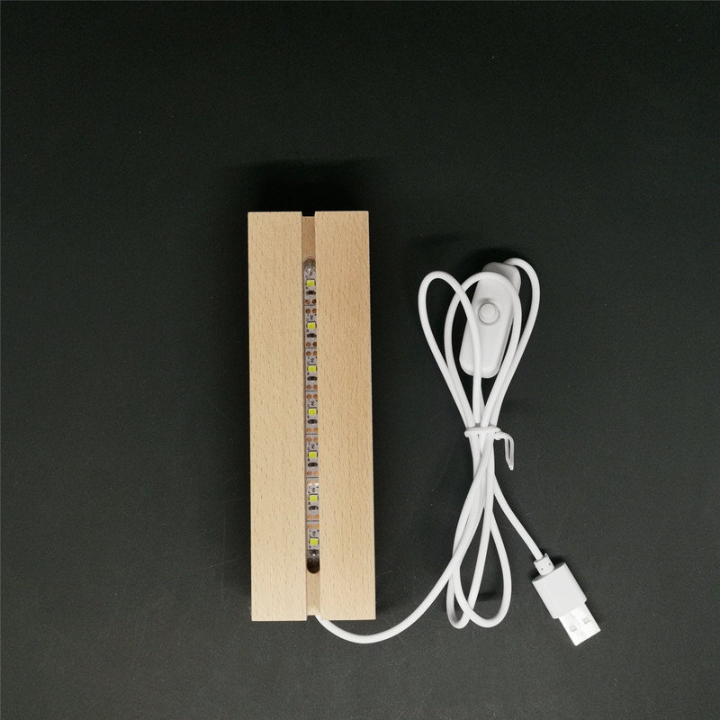Solid Wood luminous base 3d night light acrylic luminous base led solid wood lamp holder usb plug bottom lamp holder spot