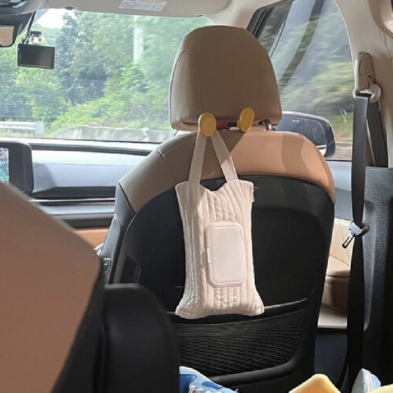 Ins-style Korean-style Car Tissue Box Cute Baby Trolley Tissue Bag Portable Removable Flip Tissue Box