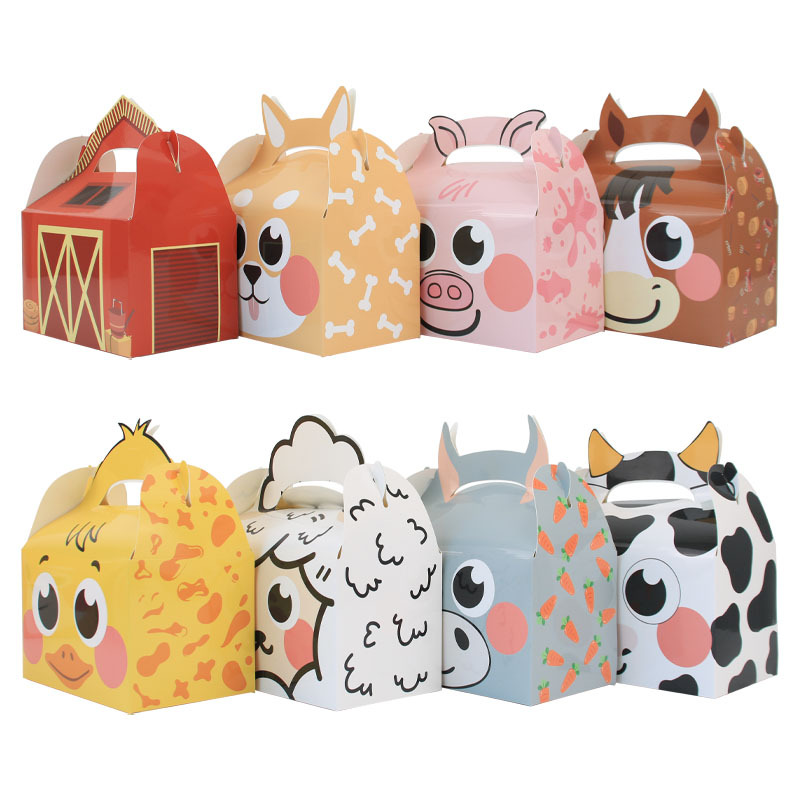 New Animal Portable Box Large Cake Box Farm Small Animal Hand Candy Box Square Bottom West Point Box